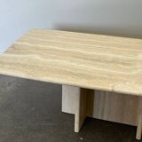 Vintage travertine marble coffee table, France 1980s
