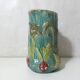 Antique turquoise Art Deco majolica pitcher vase with a snake motif