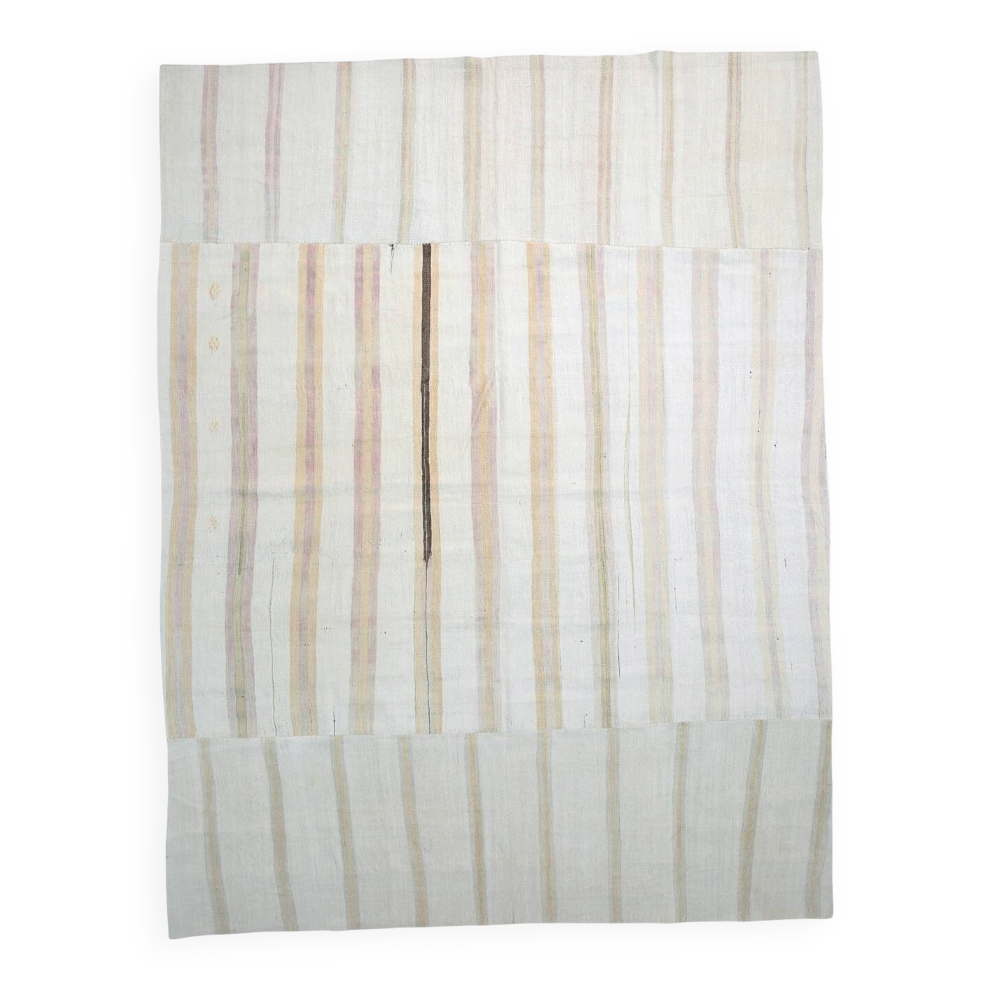 9x12 White & Cream Modern Striped Kilim Rug, 268c358Cm