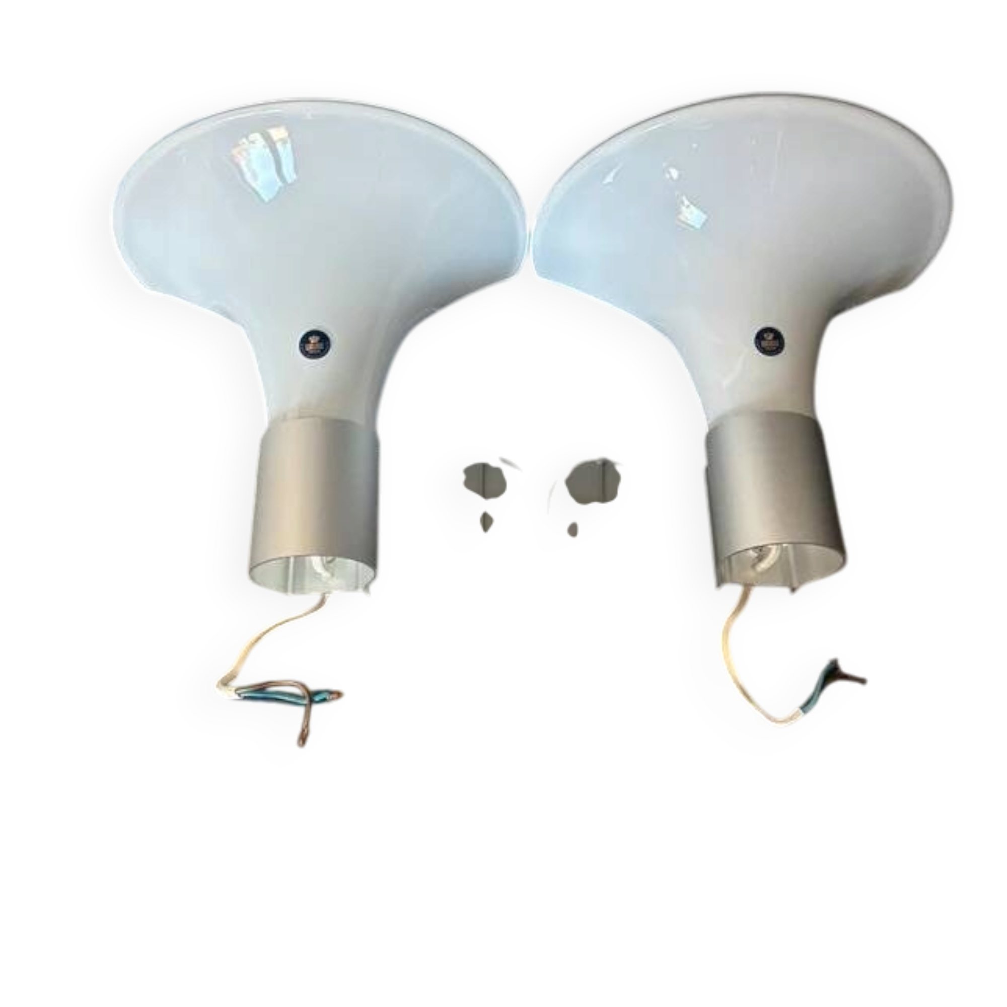 Pair Vintage Holmegaard Mandarin Wall Lamps by Michael Bang 1980s