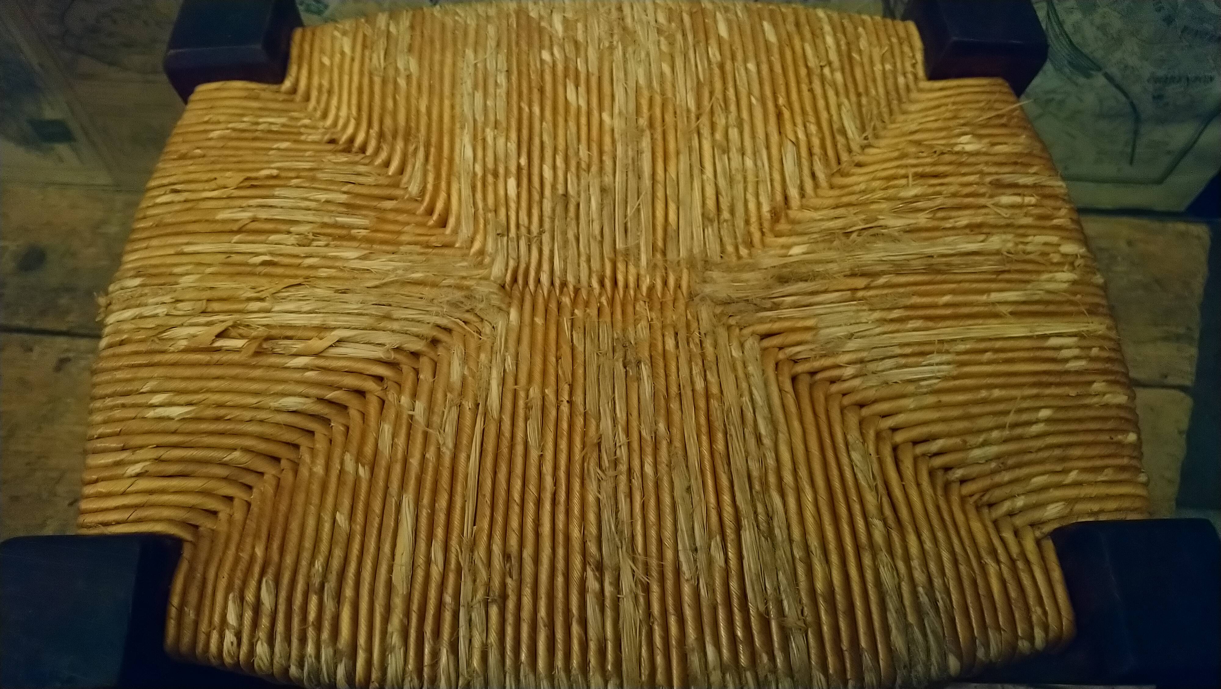 Children's straw chair and oak stool