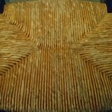Children's straw chair and oak stool
