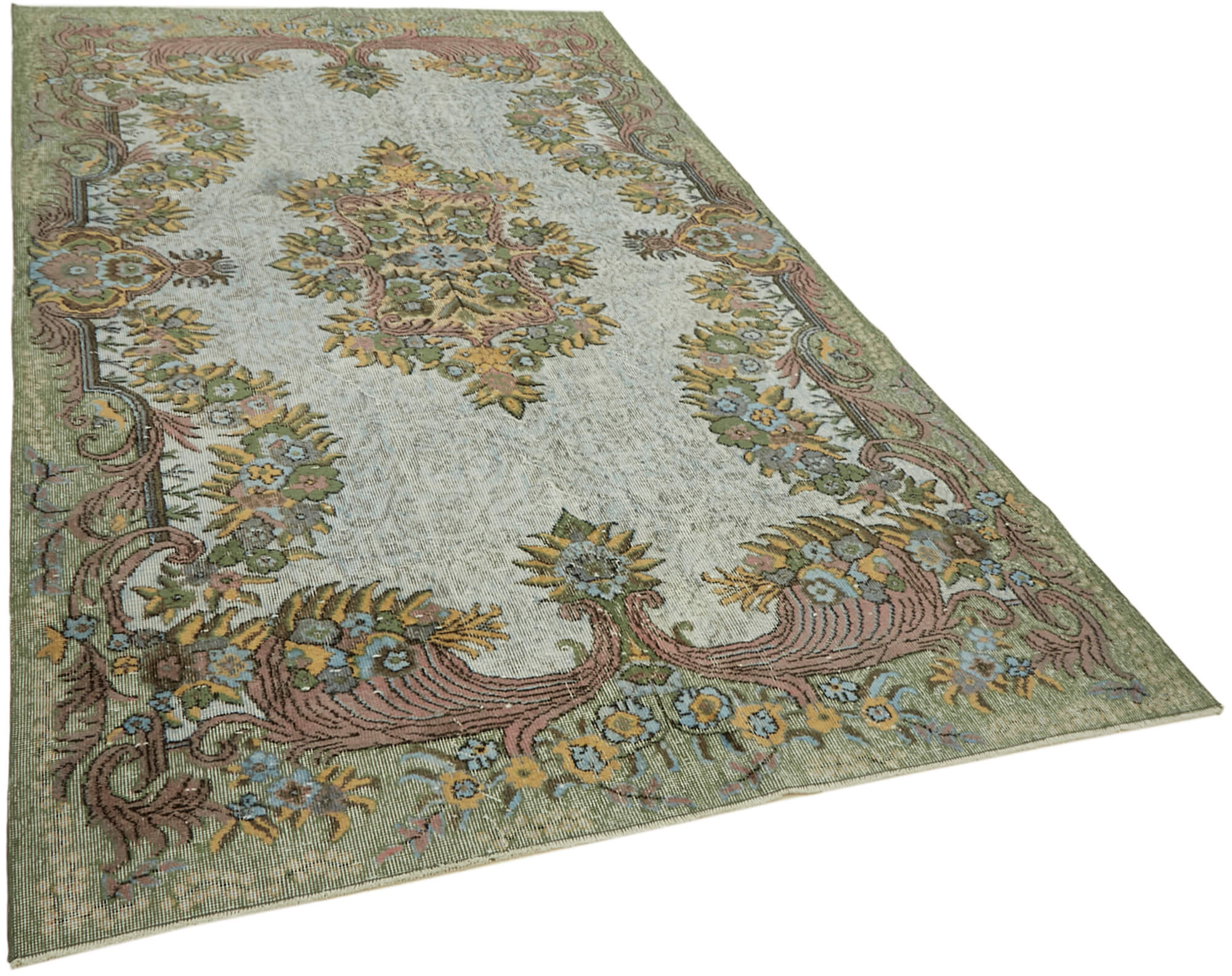 Hand-Knotted Carved Turkish 1970s 183 cm x 302 cm