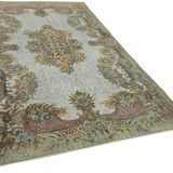 Tapis vert turc sculpté tissé à la main des années 1970 183 cm x 302 cm