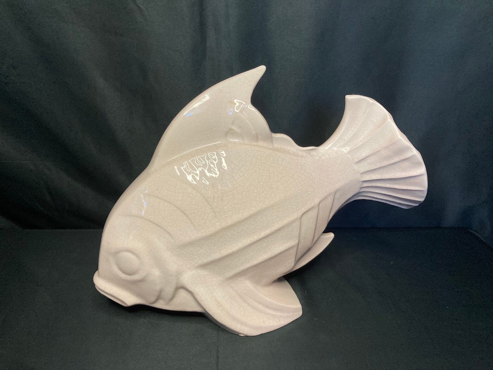 Le Jan, large ceramic fish cracked art deco circa 1930