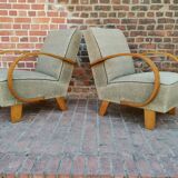 Pair of armchairs by Jindrich Halabala for Thonet 1950. Art deco