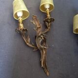 Paire applique signe en bronze dore xix eme rocaille louis xiv xvi