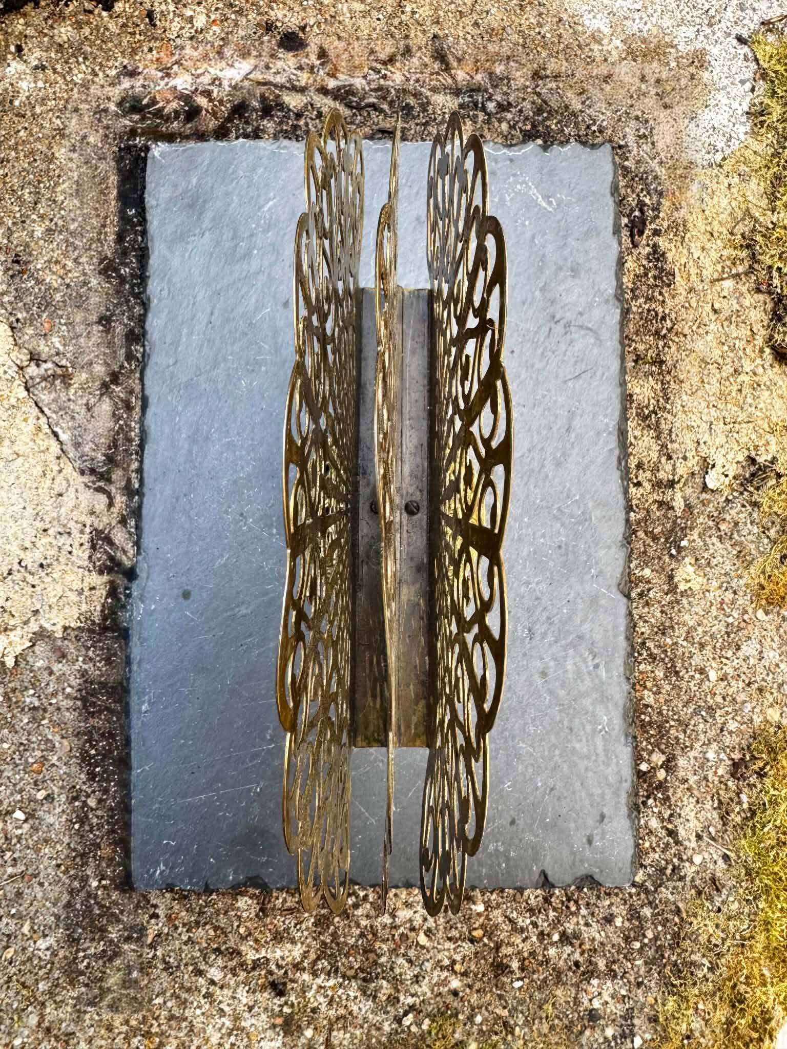 Brass fan-shaped magazine and letter holder Art Nouveau