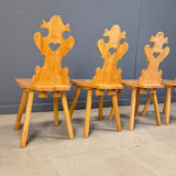 Vintage rustic Tiroler style dining chairs, 1960s