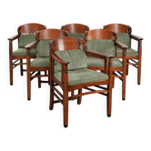 Set of 6 Art Nouveau/Jugendstil dining chairs with suede upholstery