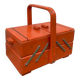 Orange wooden sewing box 1960 1970