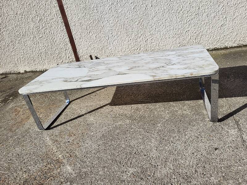 Marble and stainless steel coffee table