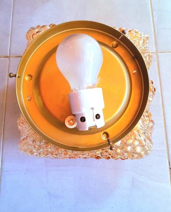 1970s iridescent glass bubble ceiling light