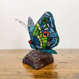 Tiffany Style Art Deco Stained Glass Butterfly Lamp – Colored Glass, H. 25 cm
