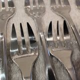 12 silver-plated oyster forks, Christofle Cluny goldsmith, 14.9 cm