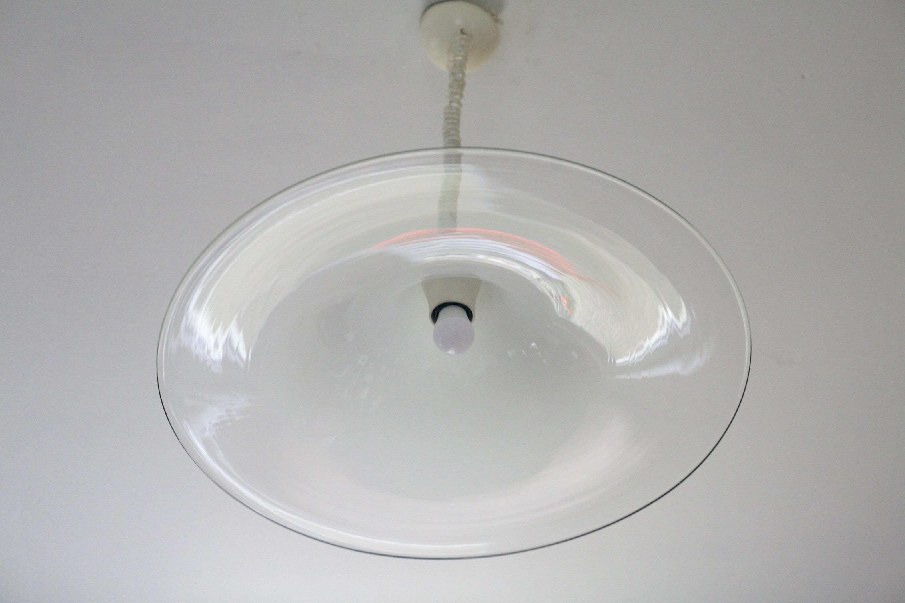 Pair of Cinea suspensions, Leucos workshop, handmade in Murano, design Giusto Toso, circa 197