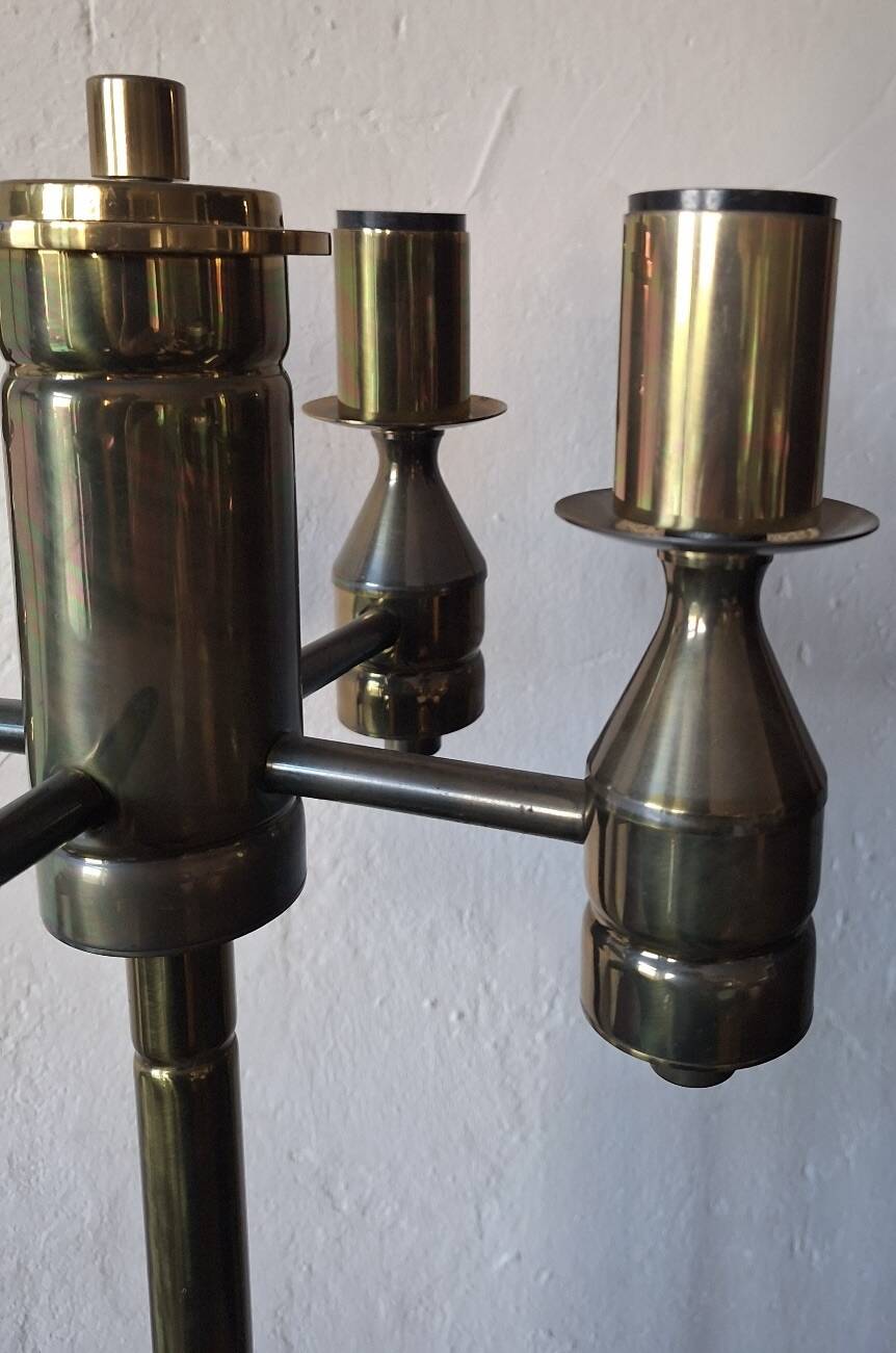 Brutalist mid-century brass floor lamp with 4 lights, 1960s