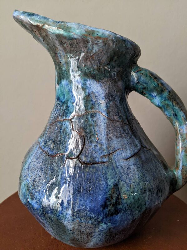 Carafe vintage céramique artisanale vase à anse décoration campagne