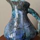 Vintage ceramic carafe, artisan handle vase, country decoration.