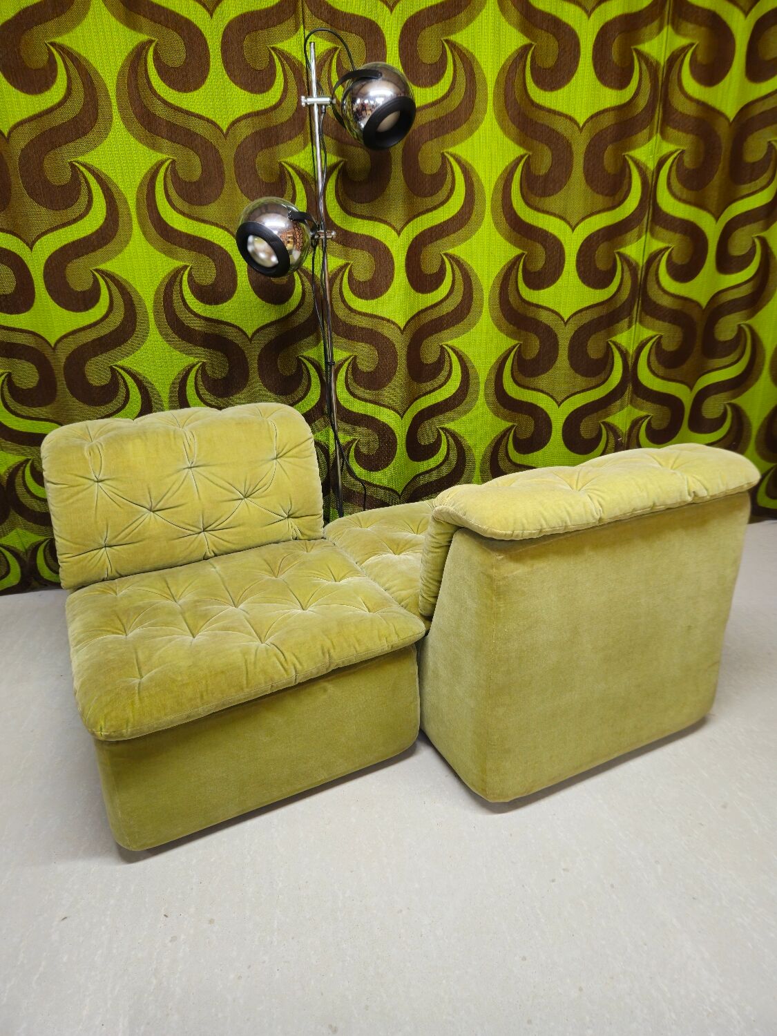 "1970s design armchair pair"