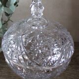 Cut glass sweet jar on feet