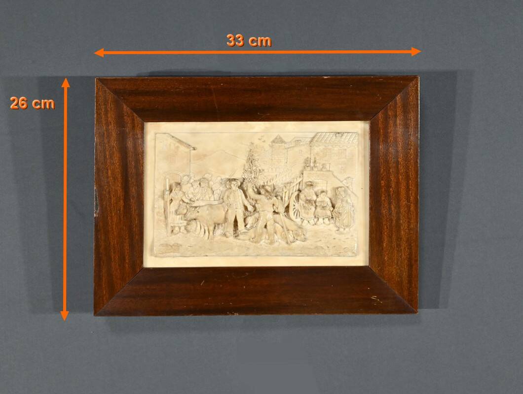 Bas-Relief Painting in Petrified Limestone, signed CF.Becker – Late 19th century