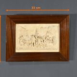 Bas-Relief Painting in Petrified Limestone, signed CF.Becker – Late 19th century