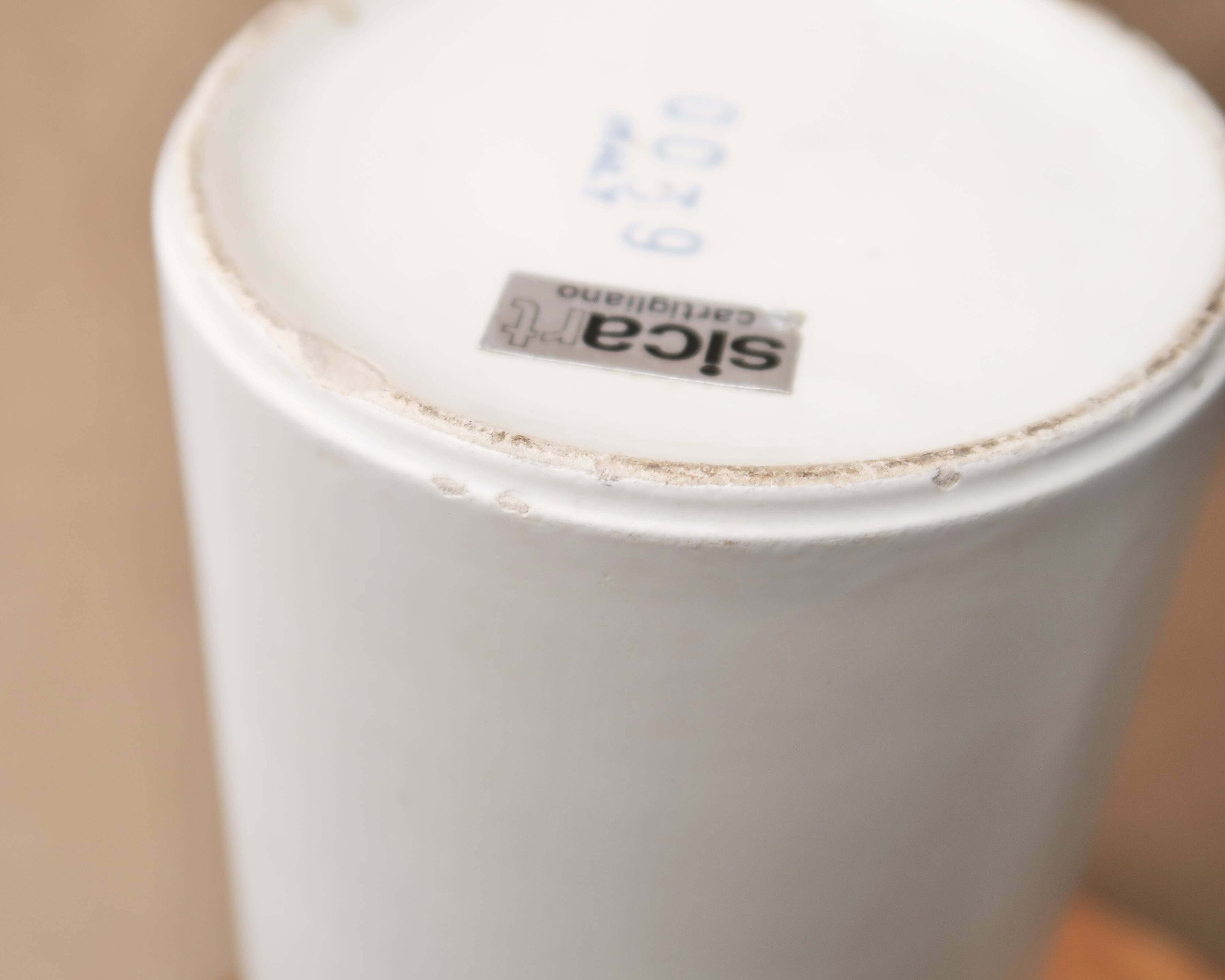 White ceramic scroll vase by Pino Spagnolo for Sicart Italy, 1970s