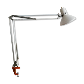 Lampe d’architecture industrielle Bauhaus lampe en métal blanc du milieu du siècle lampe