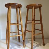 Paire de tabourets vintage en bois