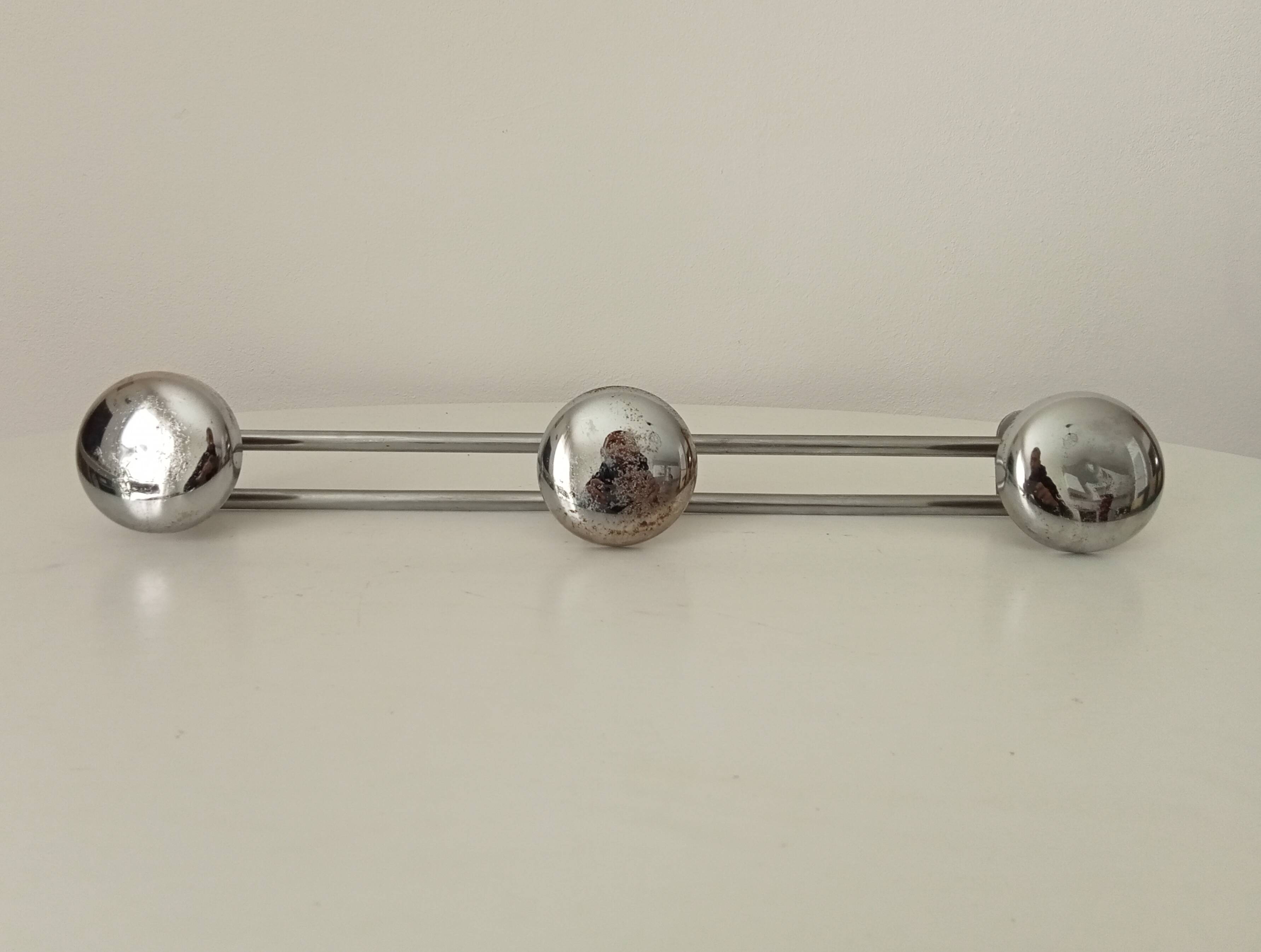 Vintage chrome wall coat rack from the 70s