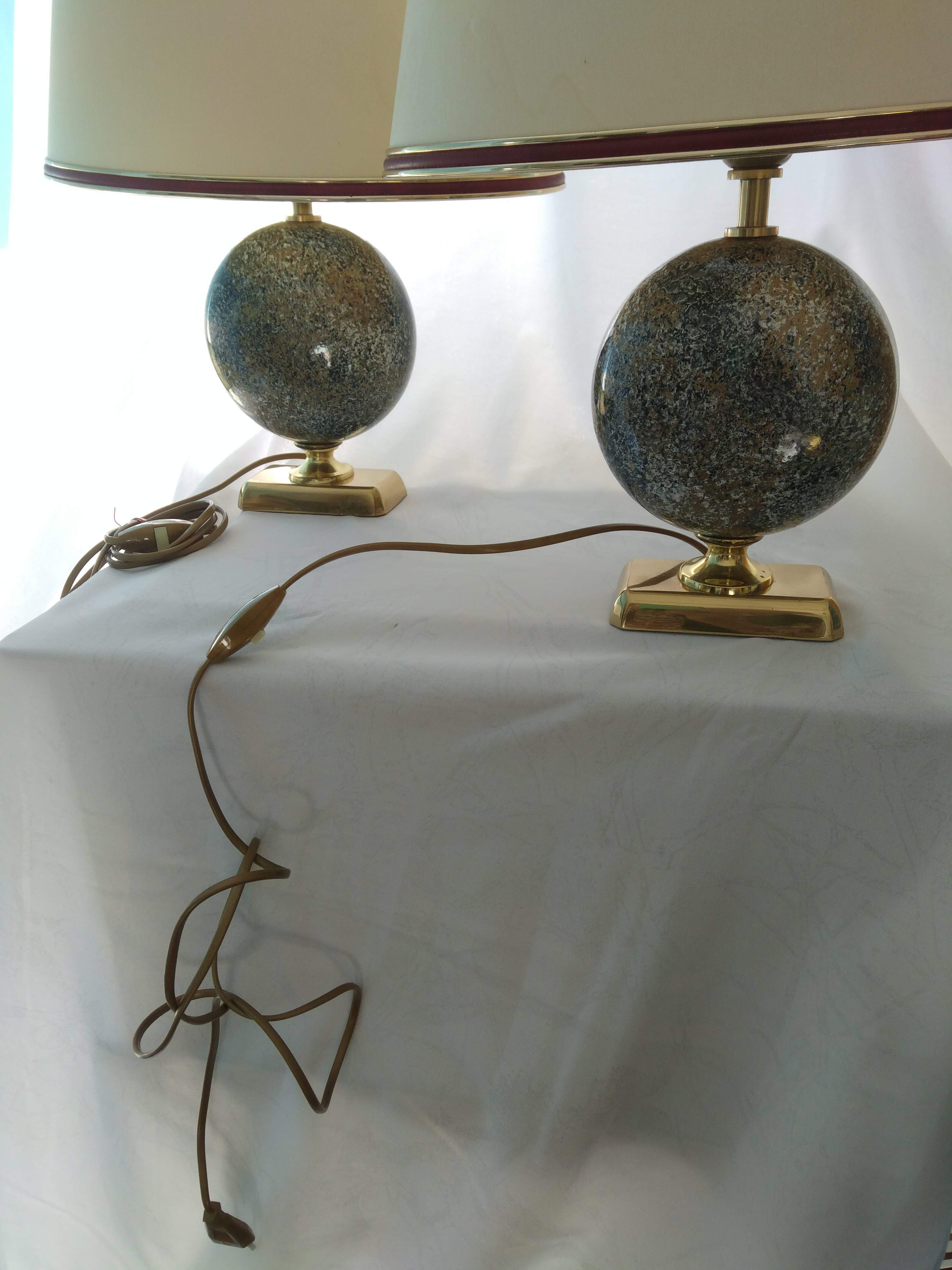 Pair of French 70s lamps Philippe Barbier style