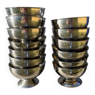12 vintage stainless steel bowls