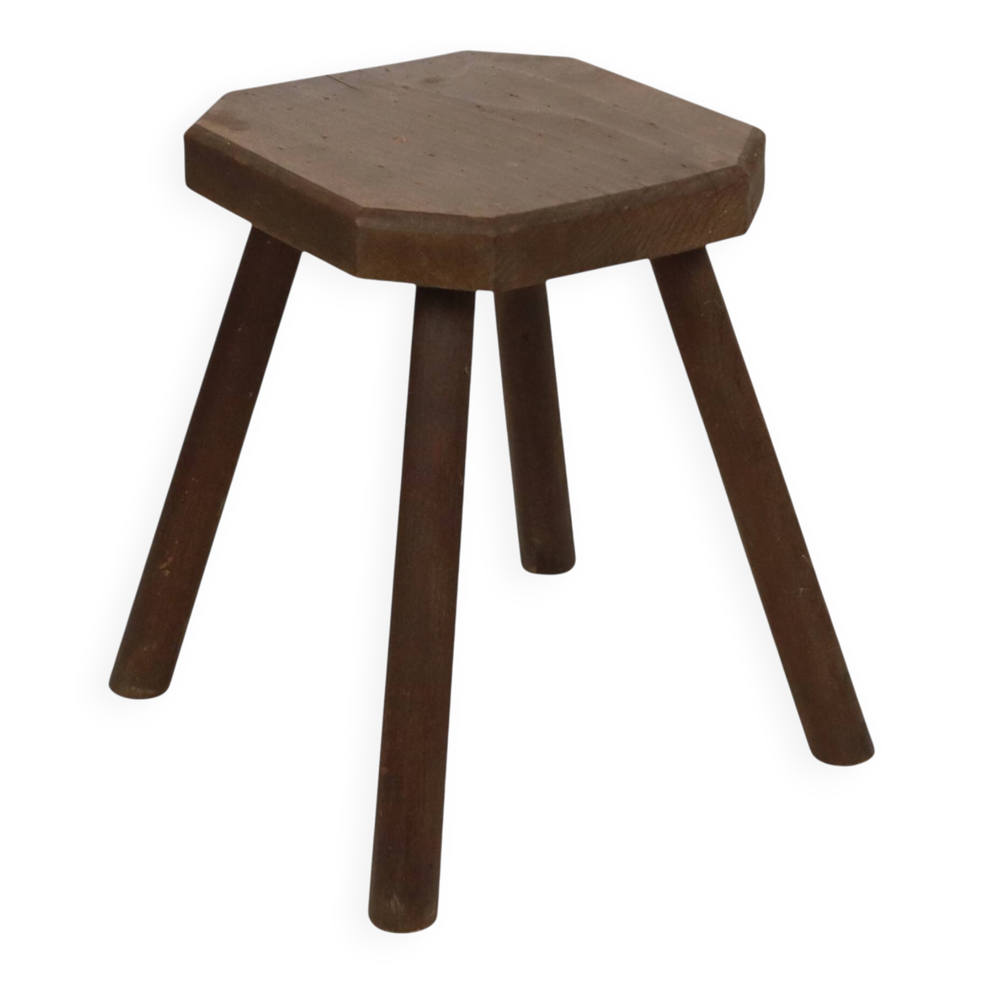 Old Rustic Solid Wood Stool Milk Stool Brutalist Style