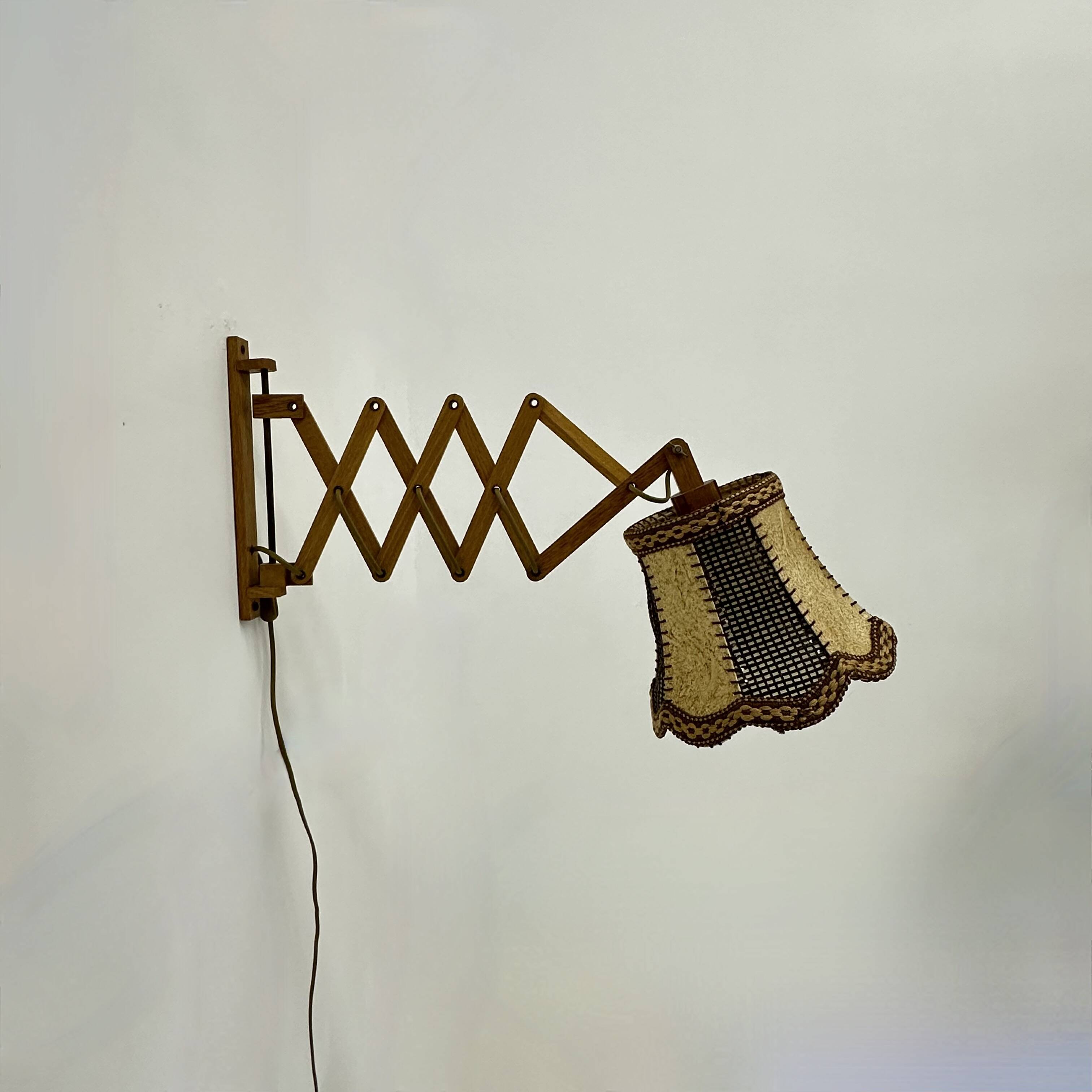 Vintage teak scissors wall lamp , 1960s