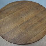Brutalist Wabi-Sabi Design Handcrafted Round Oak Coffee Table, Netherlands 1960's