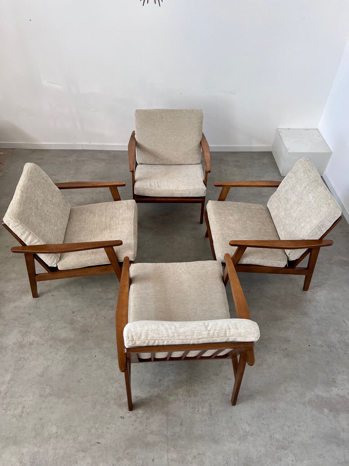 Set of 4 armchairs beech scandinavian