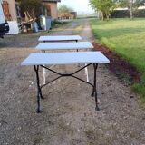 3 Cast Iron and Wood Bistro Tables