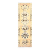 Tapis de couloir Oushak turc en laine et coton orange fait main, années 1970