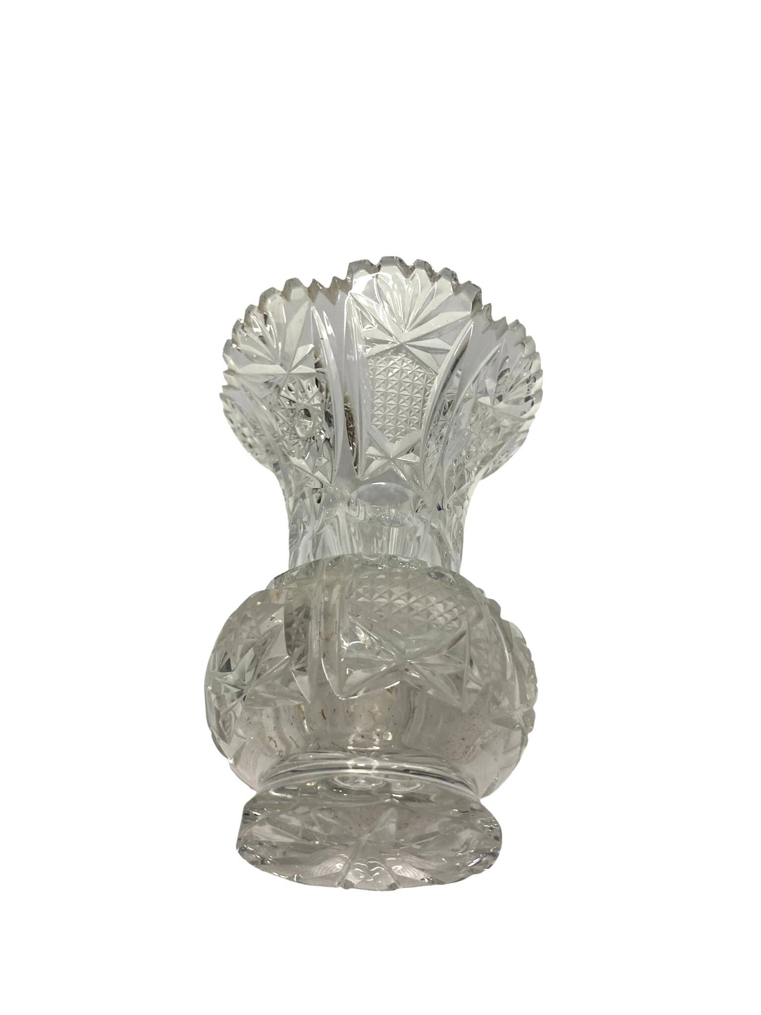 Small Bohemian crystal vase, cut around 1950