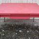 Red / pink formica table and its 4 chairs, vintage 70s.
