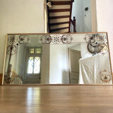 Antique bistro/brasserie mirror in reverse-painted glass, 202 x 102 cm