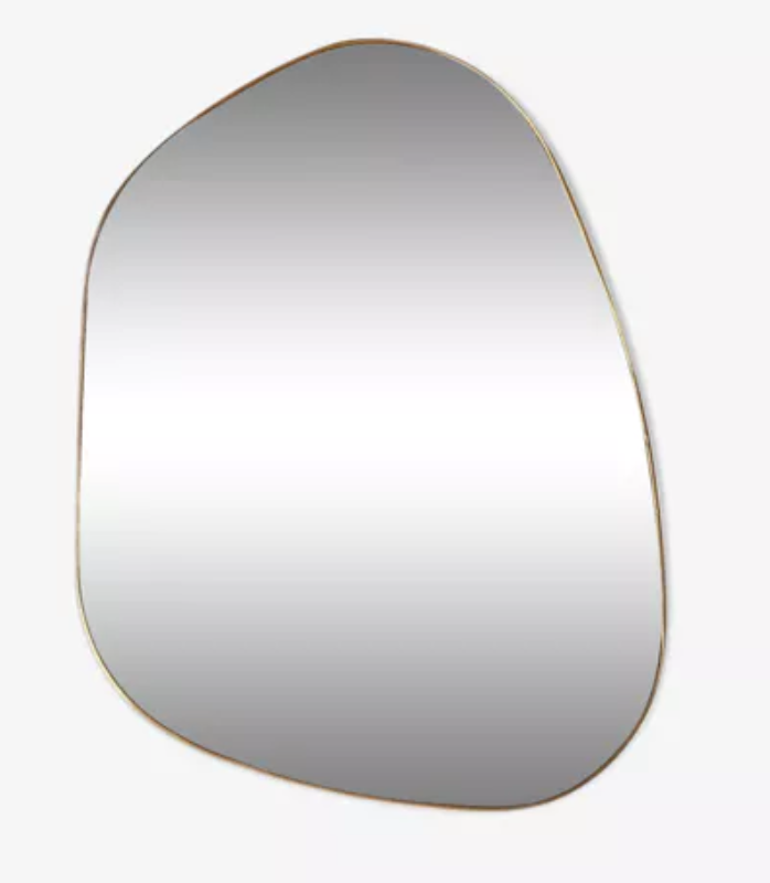 Miroir trapèze irrégulier organique laiton doré minimaliste