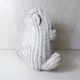 Corbeille à papier grenouille vintage en rotin blanc
