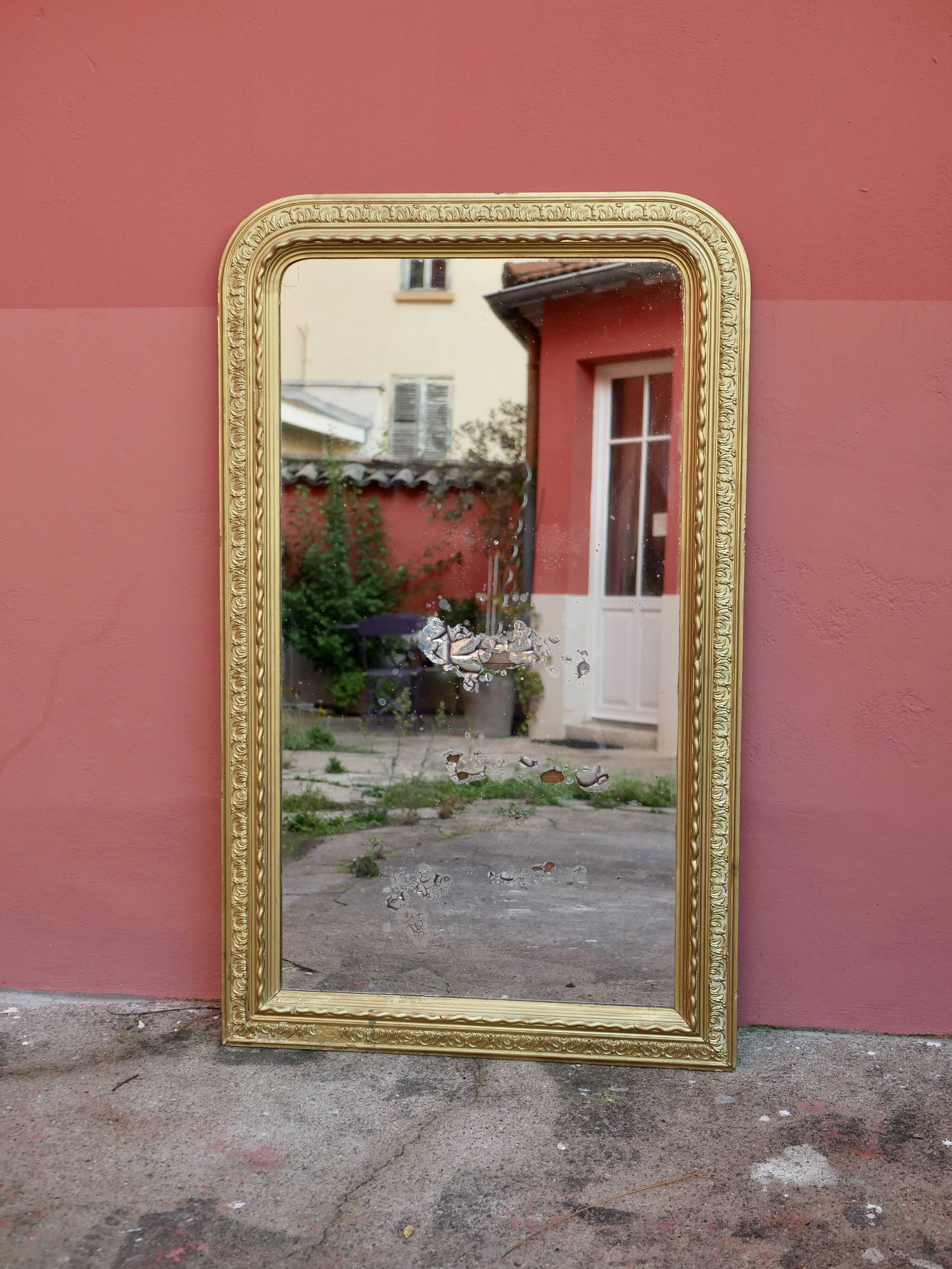 Large old gilded mirror 84x139cm