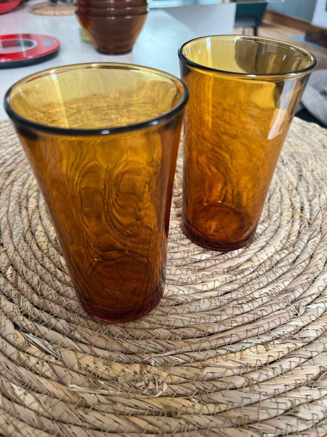Set of 2 amber Duralex glasses – 12.5 cm (vintage 70s)