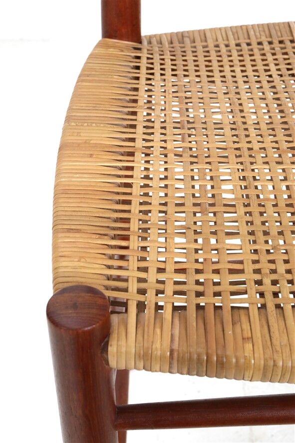 Set of 2 “316” teak/rattan chairs by Peter Hvidt & Orla Mølgaard Nielsen for Søborg Møbler / 1960s