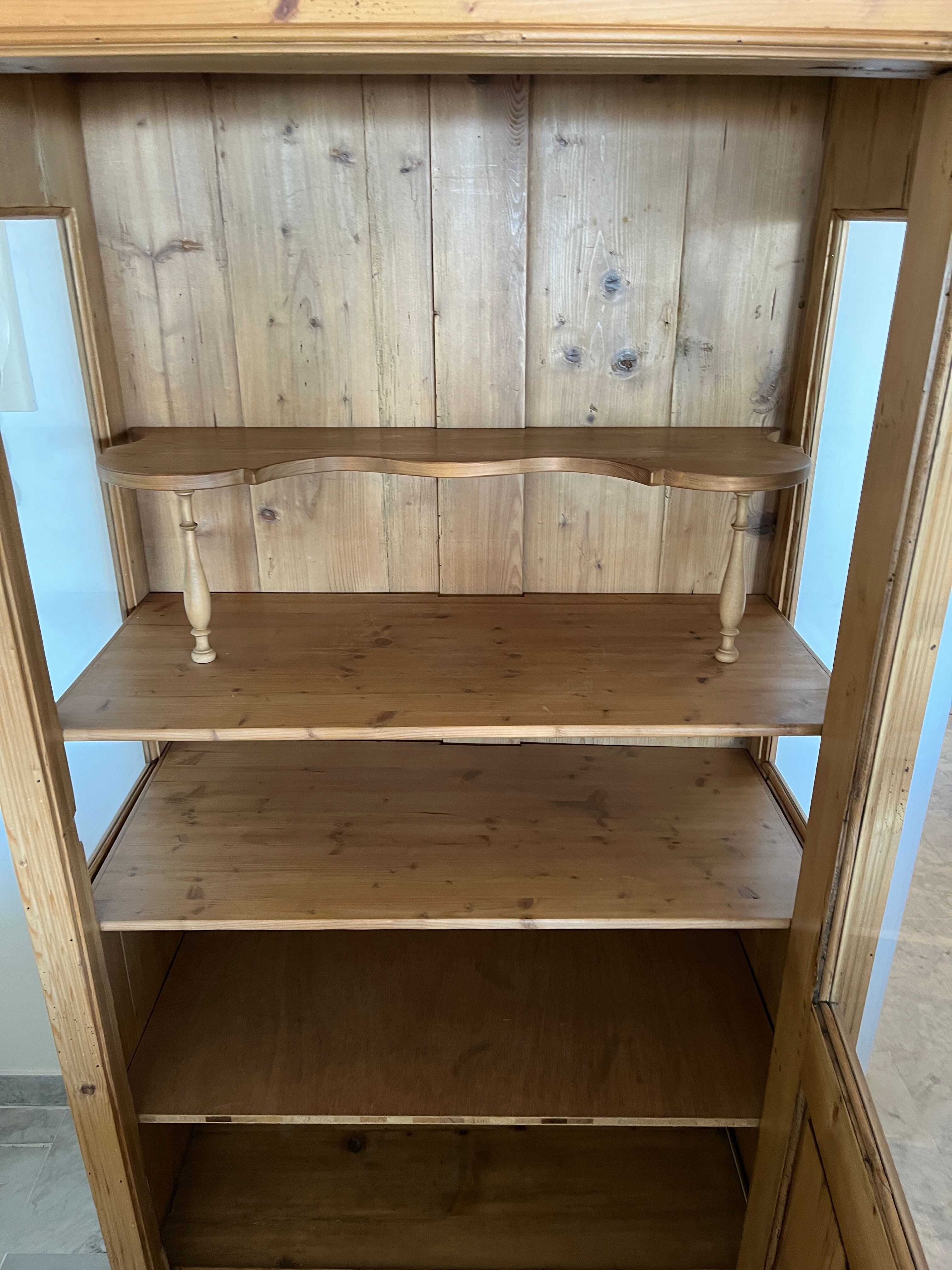 Biedermeier display case in soft wood