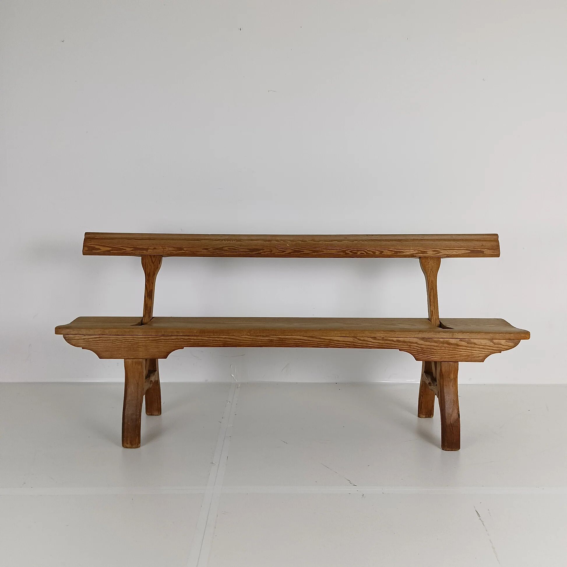 Victorian pitch pine short railway antique bench