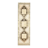 Tapis de couloir vintage turc en laine et coton beige noué à la main, années 1970